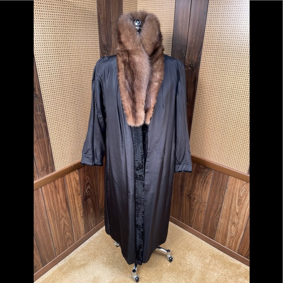 Full Length Somper Furs Russian Broadtail & Russian Sable Fur Coat Small - Picture 6 of 12